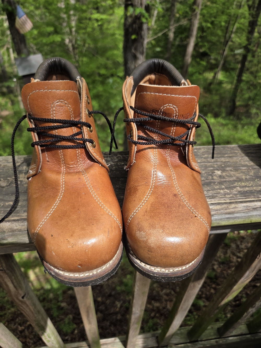 Womens Red Wing Shoes Tan Leather Work Boots with Black Laces